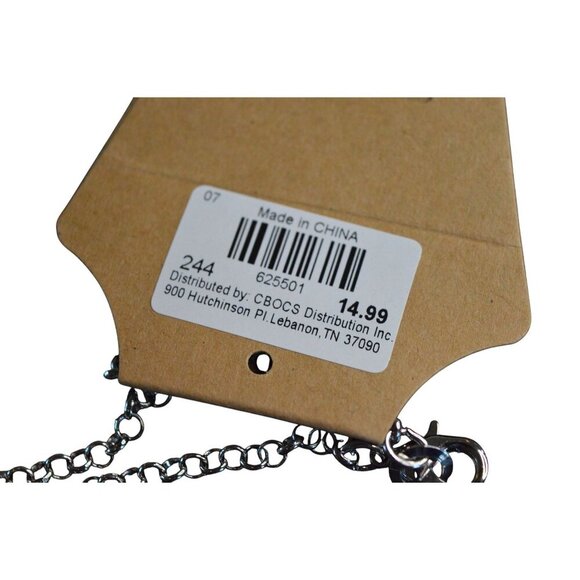 New Silver Double Pendant Necklace With Intricate Design For Women - Picture 3 of 5